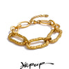 Stainless Steel Oval Chain Bracelet Bangle Gold Color Plated Metal Attractive Jewelry Gift - Image 1