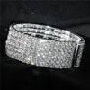 Wedding Bridal Jewelry 1-10 Row Cuff CZ Rhinestone Crystal Stretch Strand Bracelet Bangle - Image 24