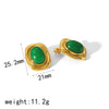 Products Statement Nature Stone Tiger-eye Earrings Gold Plated Stainless Steel Pearl Stud Earrings for Women - Image 18