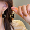 Black Heart Earrings Women Gold-color Long Tassel Metal Asymmetric Earrings Exaggerated Drop Earrings Party Wedding Jewelry A - Image 1