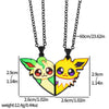 2-piece cute Eevee cartoon pendant necklace with heart patchwork, anime-style metal necklace - Image 10