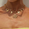 Faddish Vintage Heart Sun Moon Pendant Necklace Creative Alloy Chains Chokers Necklace Wed Bridal Jewelry - Image 1