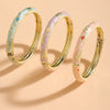 Three-Piece Enamel Flower Bracelet Set in Gold-Tone - Image 1