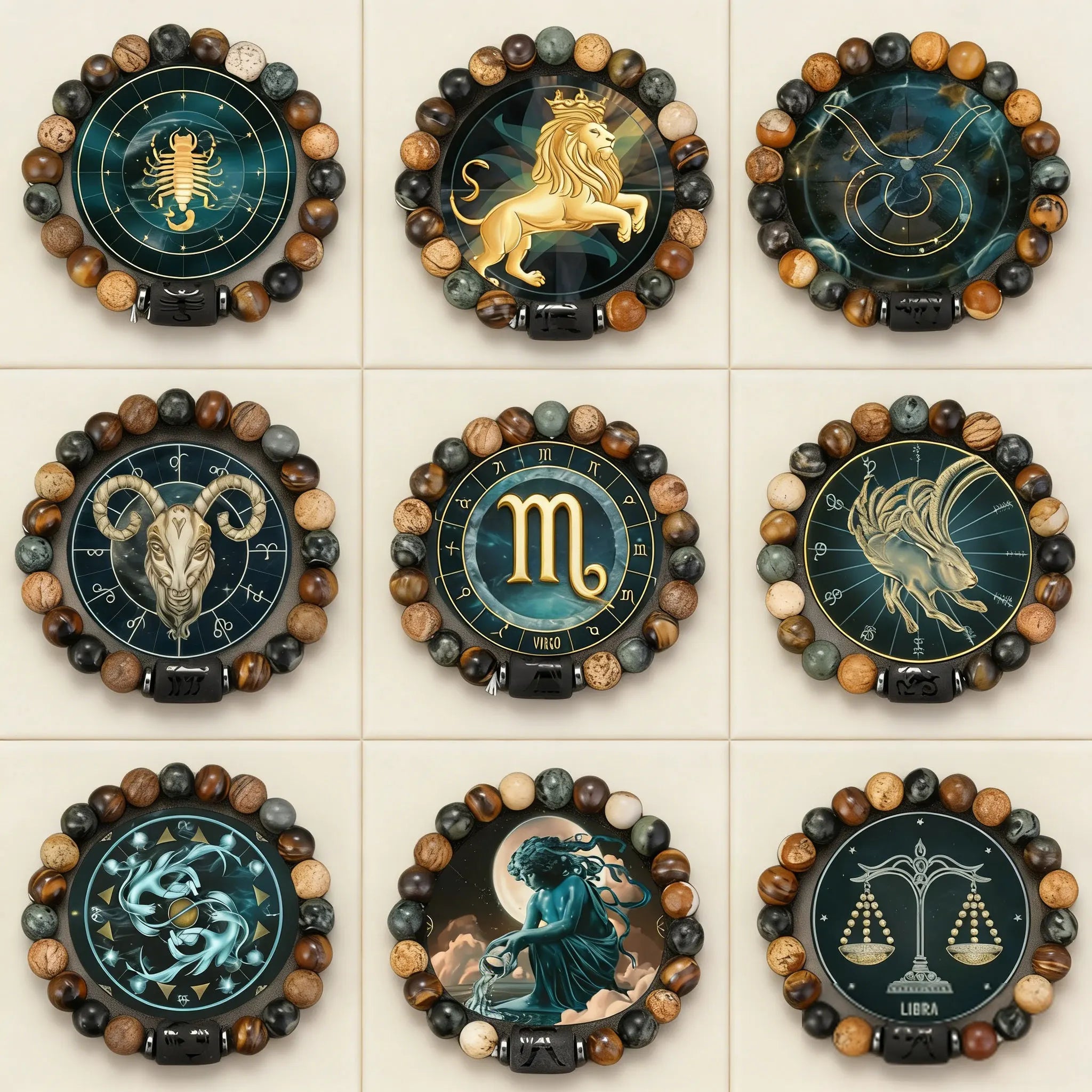 Astrology 12 Zodiac Bracelet Stone Zodiac Constellation Bracelet Gift for Men Women Sagittarius Virgo Aquarius Bracelet - Image 1