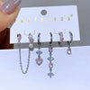 6pcs Cubic Zircon Crystal Pendant Dangle Earrings Set for Women Platinum Plated Party Gift Jewelry - Image 3