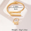 2pcs Simple Design Geometric Open Bracelet Ring Set, Women's Personalized Holiday Party Accessories Gifts - Image 6