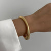 Chunky Geometric Spring Cuff Bangle in Gold-Tone or Silver-Tone - Image 9