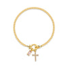 Zircon Cross Charm Bracelet for Women Stackable Birthstone Bracelet Stainless Steel Beaded Stretch Hand Chain Jewelry Girlfriend - Image 7