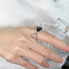 Silver Unique Ring For Women Jewelry Finger Adjustable Vintage Black Heart Ring For Party Birthday Gift - Image 4