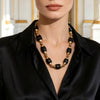 Black Faceted Bead Necklace Gold Metal Accent Chunky Statement Collar Handmade Vintage Boho Style Women Party Daily Wear Elegant - Image 5