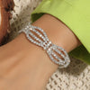 Wedding Bridal Jewelry 1-10 Row Cuff CZ Rhinestone Crystal Stretch Strand Bracelet Bangle - Image 17