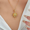 316L Stainless Steel Star Round Shiny Zircon Pendant Necklace For Women Delicate Lady Jewelry Gifts - Image 5