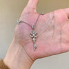 Temperament Silver Inlay Zircon Starlight Heart Tassels Iris Flower Key Pendant Necklace for Women Jewelry - Image 3
