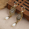 Vintage Golden Plated Inlaid Imitation Pearl Pendant Earrings Women's Elegant Banquet Jewelry Accessories Dangle Earrings Gifts - Image 6