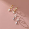 Flower Pendant Huggie Hoop Earrings in Stainless Steel with Gold-Tone or Silver-Tone Options - Image 3