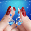 Cute Female Blue Love Heart Dangle Earrings Classic Silver Color Wedding Rainbow Crystal Round Stone Jewelry For Women - Image 7