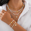 6Pcs/Set Rice Beaded Shell Starfish Pendant Necklace Bracelets Bohemian Elegant Gold White Color Jewelry Set Holiday Accessories - Image 1