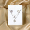 Round Zircon Muddy Double Layer Chain Necklace Earrings Set Gold Silver Color Pendant Jewelry Set For Women - Image 8