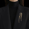 Creative Full Zircon Tassel Girl Wearing Pearl Earrings Brooch for Women Retro Corsage Suit Pin Jewelry Accessories - Image 1