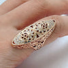 Unique Rose Gold Color Ethnic Bride Big Ring Shiny Zircon Accessories Party Wedding Jewelry Gift - Image 1