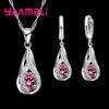 Water Drop CZ Silver Plated Jewelry Set For Women Pendant Necklace Hoop Earrings Wedding Party Ceremoey Anel - Image 7