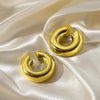 Thick Round C Shape Chunky Hoop Earrings Women Glossy Circle Gold Silver Color Steel Needle Stud Huggie Earrings Jewelry - Image 9