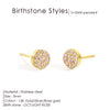 Birthstone Pierced Earrings Zirconia Earrings Stainless Steel Jewelry Birthday Gift - Image 18