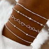 5pcs/set Gold/Silver Color Thin Heart Chain Bracelets Set For Women Daily Wear Jewelry Accessories - Image 1