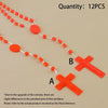 12-Piece Plastic Rosary Bead Necklace Set with Cross Pendants in Multiple Colors - Image 10