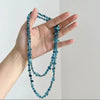 Bohemian Double-Layer Beaded Necklace with Irregular Stone Beads and Long Sweater Chain - Image 11
