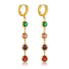 Colorful Cubic Zirconia Panel Bracelet Necklace For Women Gold Color Stainless Steel Crystal Fisheye Jewelry Set - Image 8