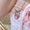 Crystal Zircon Bow Knot Heart Pendant Necklaces Y2K Pink Heart Ladies Girls Elegant Clavicle Chain Women Jewelry - Image 2