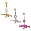 Belly Button Rings Gun Dangle Navel Ring Clear Gem Belly Button Ring Body Piercing Jewelry Belly Piercing for Women - Image 1