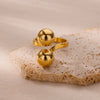 Stainless Steel Double-layer Beads Rings for Women Gold Plated Geometric Ball Bead Open Ring Aesthetic Punk Jewelry - Image 18
