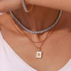 Christmas Jewelry Gift For Ladies Square Tennis Chain Choker Necklace Green Pink White Black Crystal Necklace - Image 5