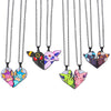 2-piece cute Eevee cartoon pendant necklace with heart patchwork, anime-style metal necklace - Image 1