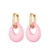 Hollow Oval Resin Acrylic Candy Color Pendant Hoop Earrings For Women Gold Color Stainless Steel Ear Buckle Female Jewelry - Image 7