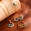 5pcs Blue Space Planet Moon Zircon Jewelry Set Sliver Gold Color Stainless Steel Bracelet Necklace Ring Earrings Gift - Image 4