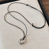 Metal Flower Pendant Necklace For Women Vintage Black Leather Rope Long Sweater Chain Jewelry Accessories Gift - Image 9