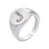 silver color A-Z Initial Signet Rings For Women Men Statement Ring 26 letters women adjustable rings - Image 22