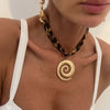 Exaggerated Metal Large Starfish Pendant Necklace for Women Vintage Brown Leopard Print Rope Short Choker Necklace Jewelry - Image 3