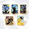 5Pcs Van Gogh Art Black Cat Brooch Cartoon Metal Enamel Pins Set Badge on Backpack Clothing Accessories Jewelry Gift for Friend - Image 2