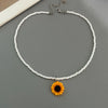 Colorful Seed Beads Short Choker Necklace with Yellow Flower Pendant Gift Necklace Black Orange Color Rice Beads Gift Jewelry - Image 7