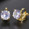 Round Cubic Zirconia Copper Clip Earrings For Women Gold Color Crystal Metal Earring Party Wedding Daily Jewelry - Image 7
