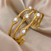 3pcs Gold Color Twist Stainless Steel Bangle Bracelet Chic Classic Tibetan Buddha Bracelet Golden Stacked Bangles For Women - Image 8