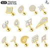 1PC Titanium 16G Square &Round CZ Labret Medusa Monroe Piercing Helix Cartilage Conch Tragus Lobe Stud Earring Jewelry - Image 1