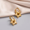 Stainless Steel Round Star Moon Heart Pendant Hoop Earrings for Women Classic Y2K Jewelry Gold Silver Color Earring - Image 17
