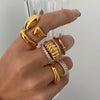 Stainless Steel Zircon Ring Asymmetric Size Double Flap Stackable Ring Women's Jewelry Party Gift - Image 2