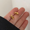 Korean Stainless Steel Earrings For Women Gold Color Simple Knot Earrings Ladies Kpop Accessories - Image 1