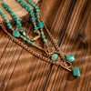 KunJoe 3Pcs Vintage Blue Stone Beads Choker Necklaces for Women Bohemia Geometry Pendant Necklace Neck Jewelry - Image 6